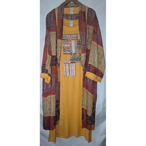 Vintage FREESTYLE Tribal Style Dress, Jacket & Head Wrap Beaded Patchwork Medium